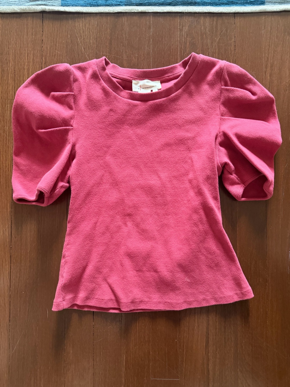Anthropologie Raspberry Pink Puff-Sleeve Tee